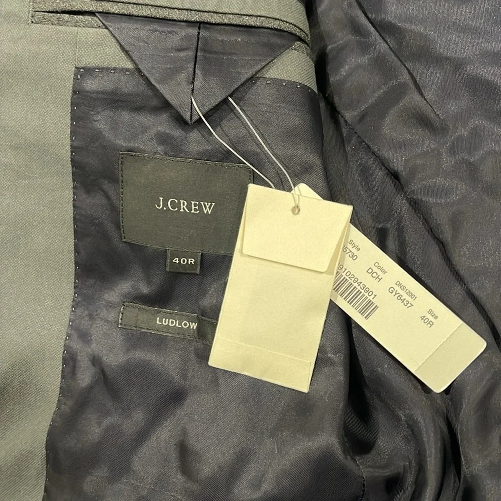 NWT J. Crew Ludlow Charcoal Italian Cotton Blazer